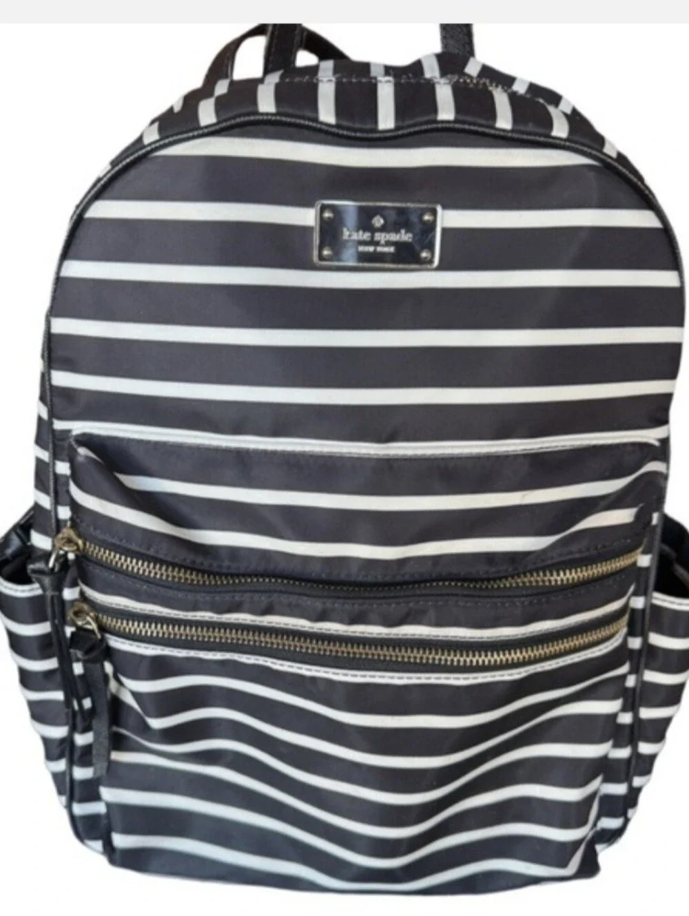 REHAB Kate Spade Black & White Striped Backpack EUC